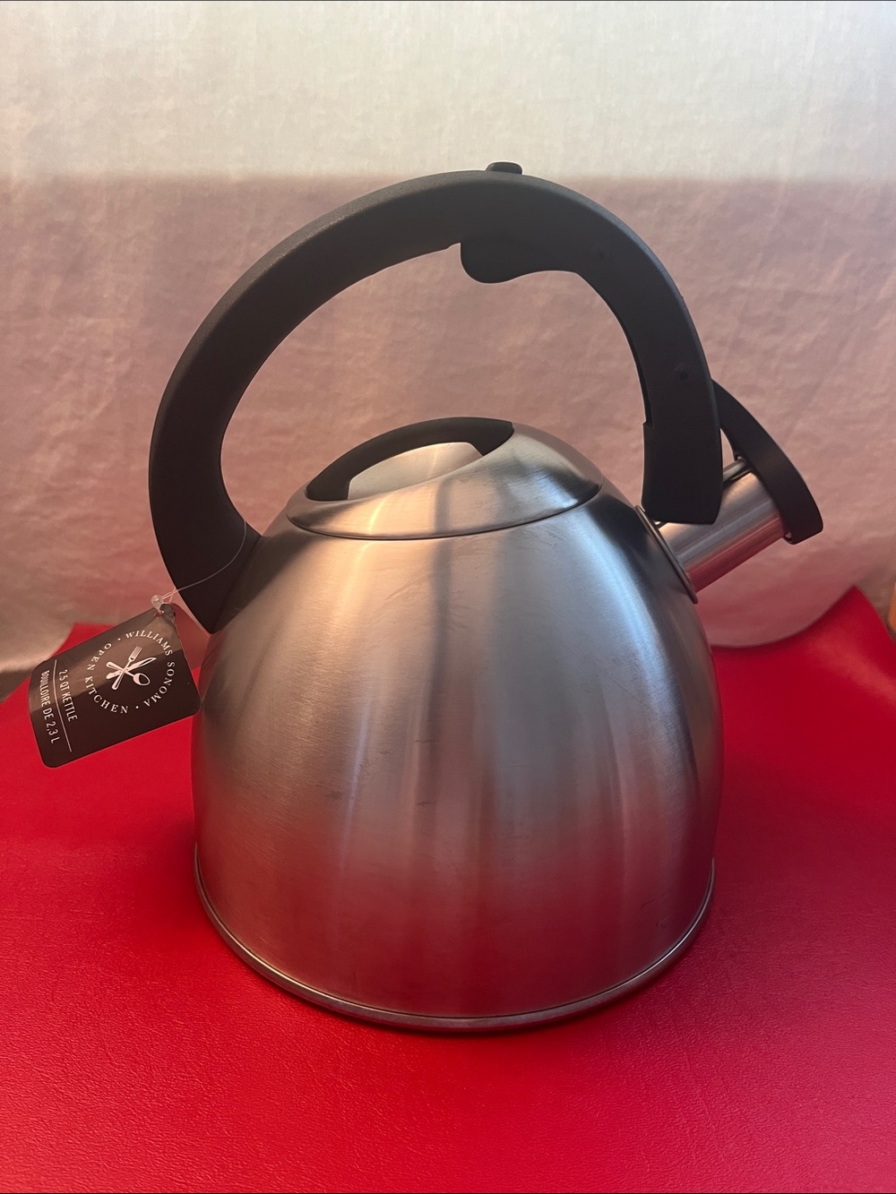 Williams Sonoma Stainless Steel Tea Kettle with Black Handle